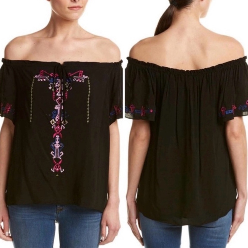 Parker Black Blouse with Pink Embroidery - Picture 7 of 7